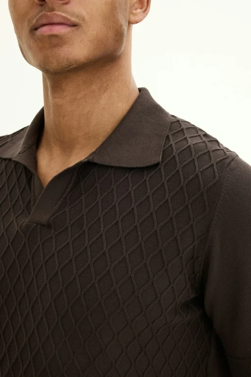 Slim Fit Structured Knit Poloshirt